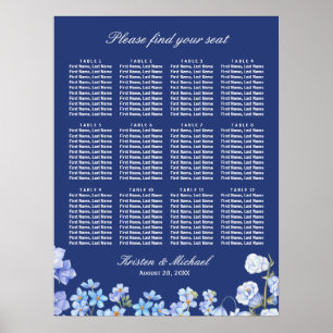 Póster Olvídenme de la tabla de asientos del Boda floral