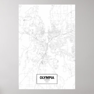 Póster Olympia, Washington (negro sobre blanco)
