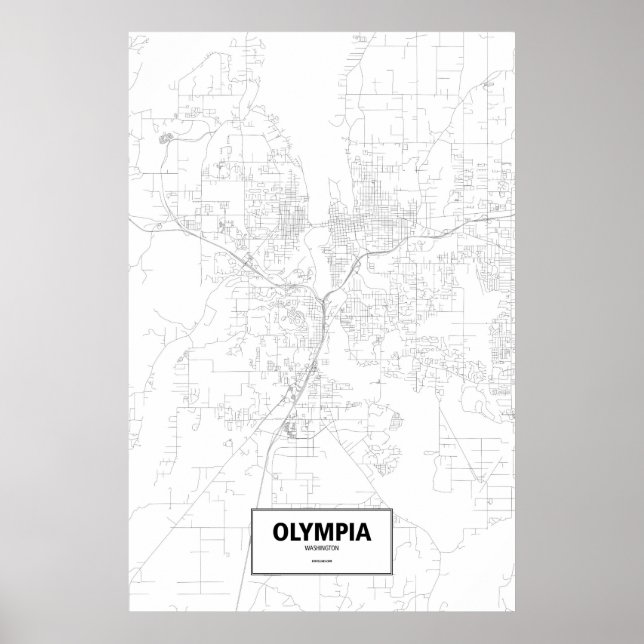 Póster Olympia, Washington (negro sobre blanco) (Frente)