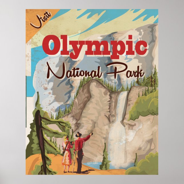 Póster Olympic nation park Vintage Travel Poster (Frente)