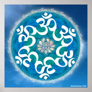 Póster Om Circle Snowflake Mandala