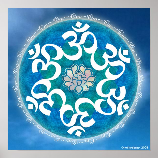 Póster Om Circle Snowflake Mandala (Frente)