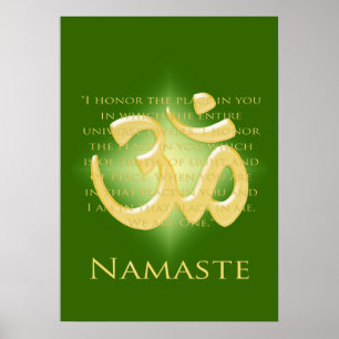 Póster Om en verde y oro - Namaste