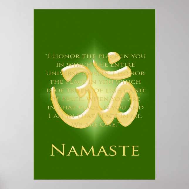 Póster Om en verde y oro - Namaste (Frente)