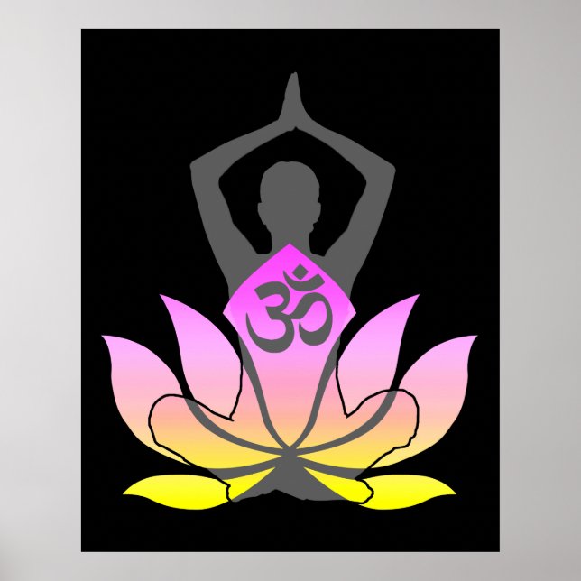 Póster OM Namaste Espíritu Lotus Flor Yoga Pose (Frente)