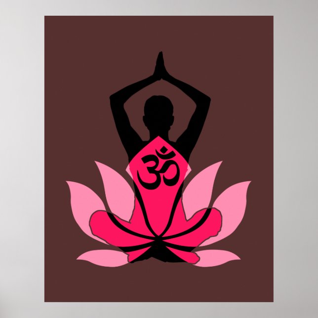 Póster OM Namaste Espiritual Lotus Flower Yoga en Umber (Frente)