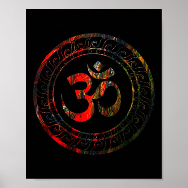 Póster Om Ohm Aum Buddhism Symbol Yoga Sanskrit  (Frente)