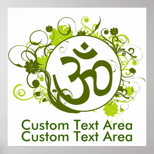 Póster Om Verde Floral Budista (Frente)