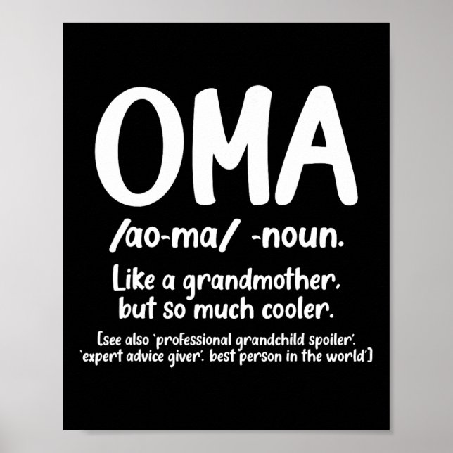 Póster Oma Abuela Día de la Madre Tee Oma Definition Des (Frente)