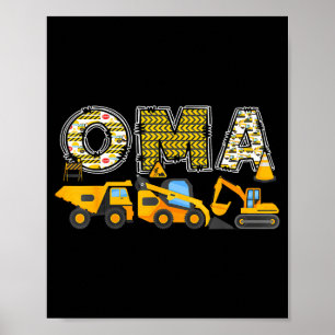 Póster Oma excavadora de construcción para niños familia