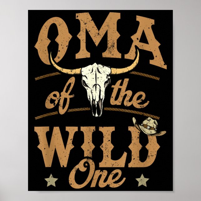 Póster Oma Of The Wild One Cowboy Western Rodeo Party Mat (Frente)