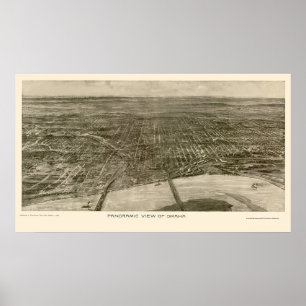 Póster Omaha, Mapa Panorámico NE - 1906