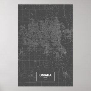 Póster Omaha, Nebraska (blanco sobre negro)