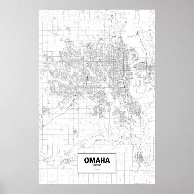 Póster Omaha, Nebraska (negro sobre blanco) (Frente)