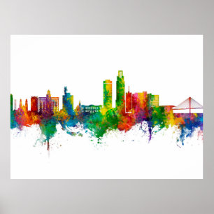 Póster Omaha Nebraska Skyline
