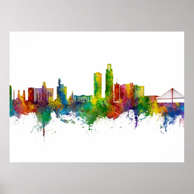 Póster Omaha Nebraska Skyline (Frente)