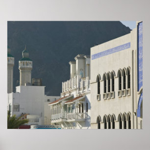 Póster Oman, Muscat, Mutrah. Mutrah Corniche Mosque and