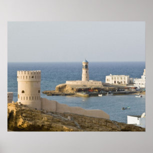 Póster Omán, región de Sharqiya, Sur. Torres de Al Ayajh