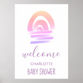 Póster Ombre Boho acuarela Rainbow Baby Shower