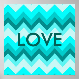 Póster Ombre Girly Pattern Verde azulado Turquesa Chevron