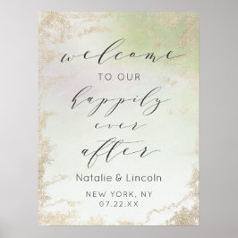 Póster Ombre Green Feliz Desde El Rótulo De Recepción