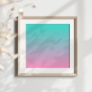 Póster Ombre rosa turquesa