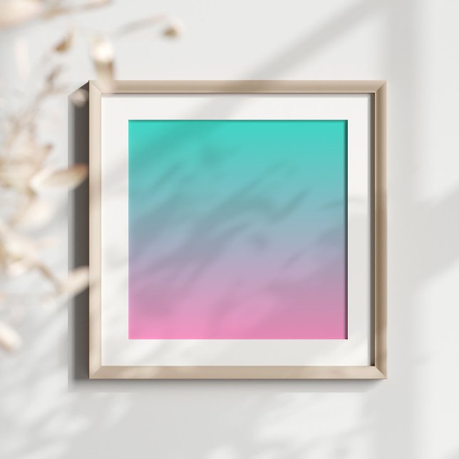 Póster Ombre rosa turquesa (Turquoise teal to pink gradient.)