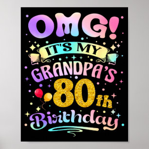 Póster Omg Es El Cumpleaños 80 De Mi Abuelo Feliz 80 Años