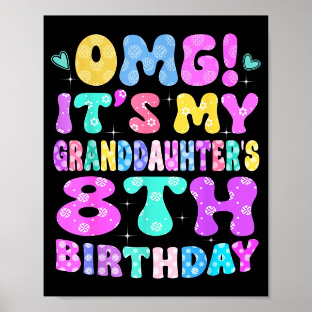 Póster Omg Es El Cumpleaños 8 De Mi Nieta Flores 8 A (Frente)