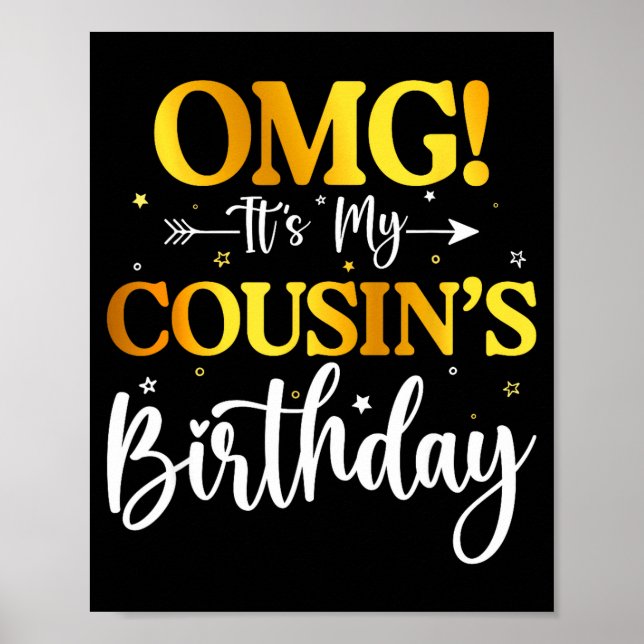Póster Omg Es El Cumpleaños De Mi Primo Divertido Feliz C (Frente)