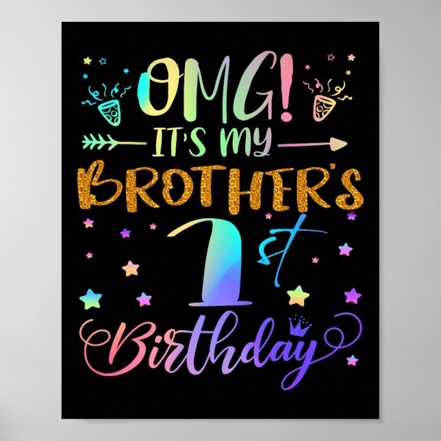 Póster Omg es mi hermano primer cumpleaños dulce de 1 año (Frente)