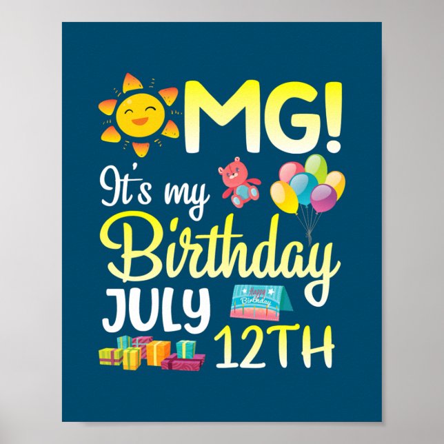 Póster OMG It's My Birthday On July 12th Happy Dad Mom (Frente)
