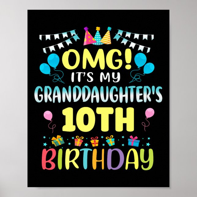 Póster Omg Its My Granddaughters 10th Birthday Sweet 10 Y (Frente)