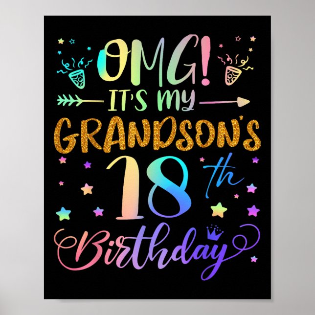 Póster Omg Its My Grandsons 18th Birthday Sweet 18 Years  (Frente)