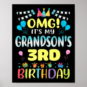 Póster Omg sus nietos tercer cumpleaños dulce de tres año
