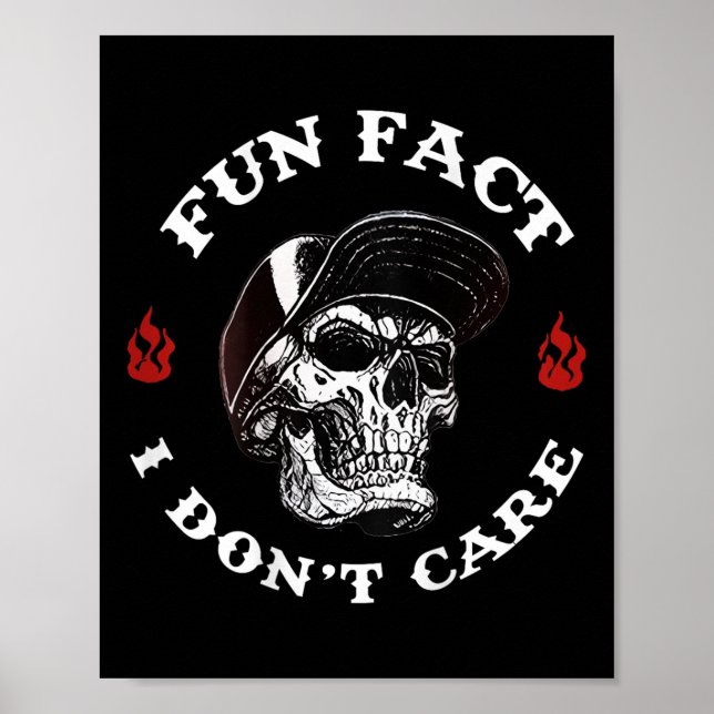 Póster (on Back) Fun Fact I Dont Care Funny Skeleton Sayi (Frente)