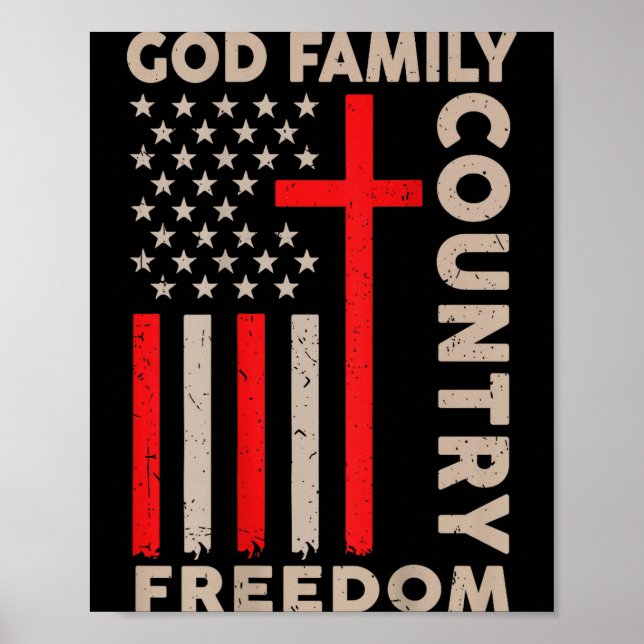 Póster On-back God Family Country Dom Patriotic Christian (Frente)
