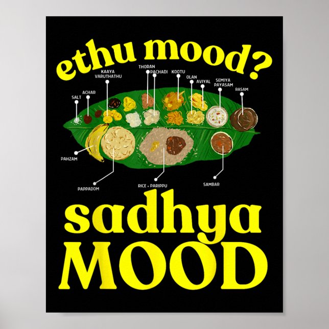 Póster Onam Ethu Mood Sadhya Mood Guay Hombres Mujeres Ni (Frente)