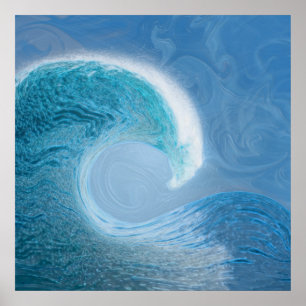 Póster Onda azul artificial