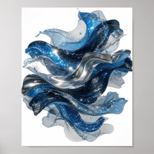 Póster Onda de agua plateada que llama la atención