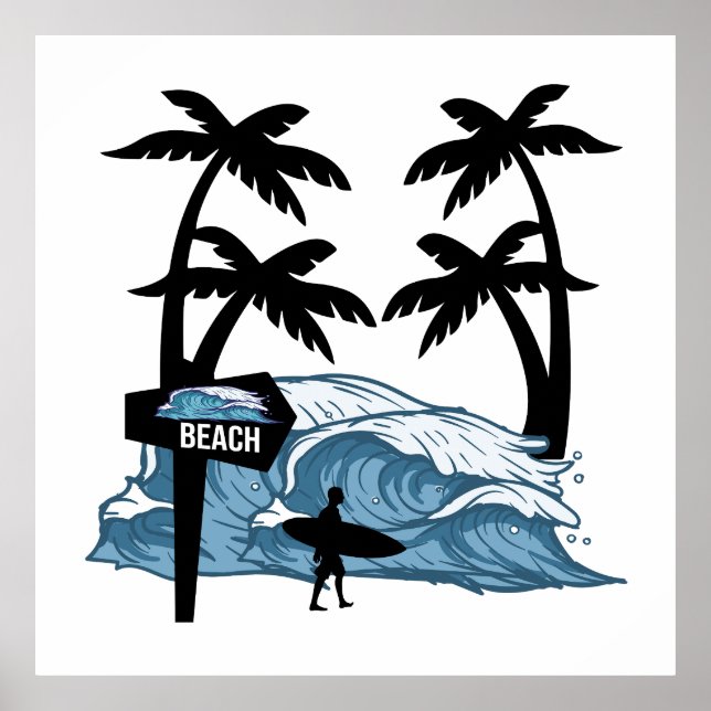 Póster Onda divertida en la playa (Frente)