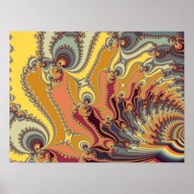 Póster Onda Fractal Colorida (Frente)