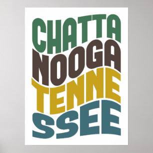Póster Onda retra de Chattanooga Tennessee