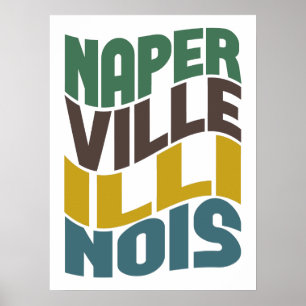 Póster Onda retra de Naperville Illinois