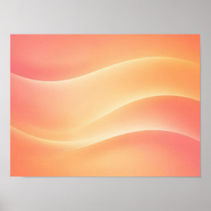 Póster Ondas abstractas gradiente de coral cálido y meloc