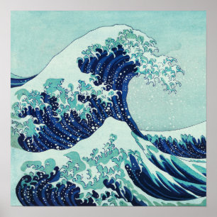 Póster Ondas azules de Hokusai