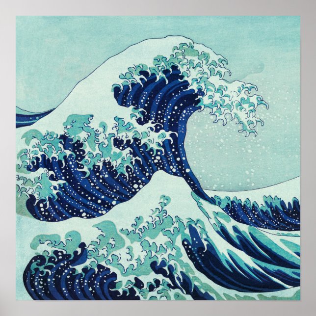 Póster Ondas azules de Hokusai (Frente)