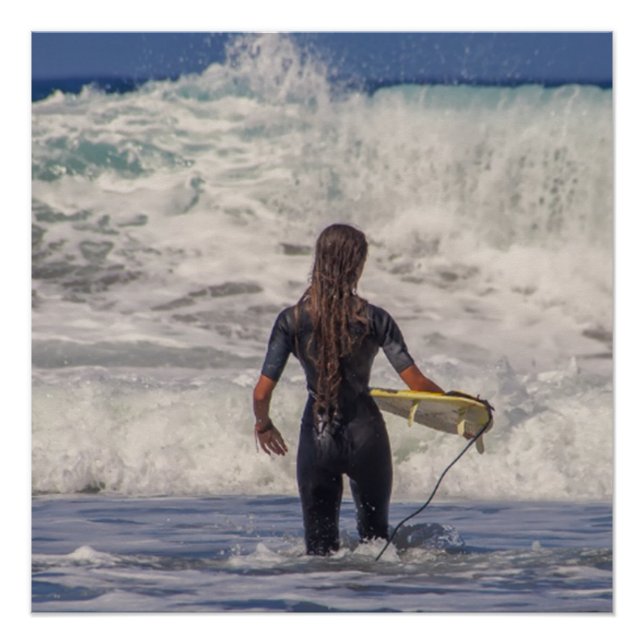 Póster Ondas Chica surfer (Anverso)
