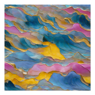 Póster Ondas de arena rosa azul "Algeciras"