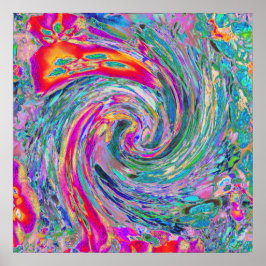 Póster Ondas de Color de Floral Psicodélico Arcoíris Abst